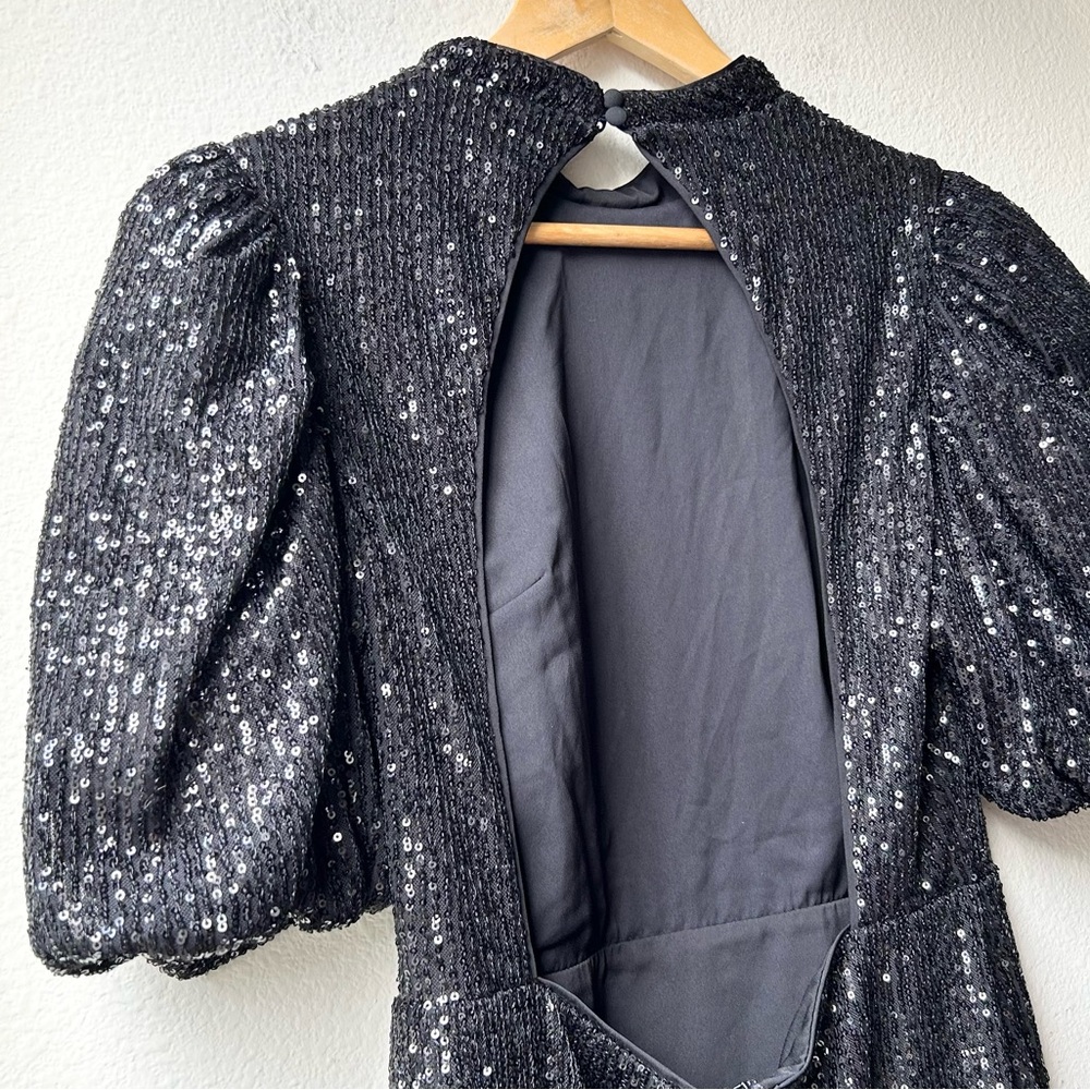 Camila Coelho Cassie Mini Sequin Dress in Black Sz M - Picture 9 of 16